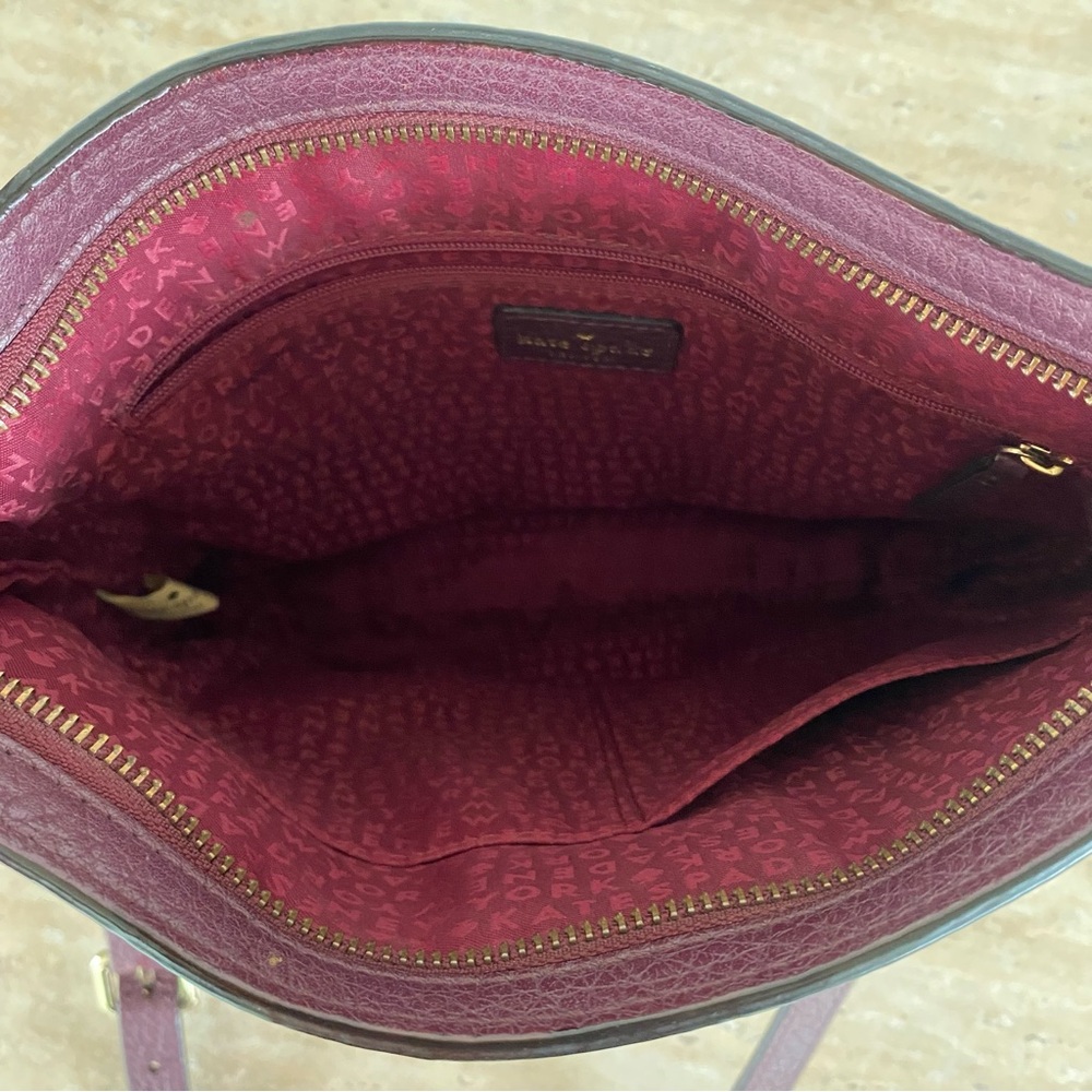 KATE SPADE Purse Bay Street Cora Slim Crossbody Bag Pebbled Leather Mulled Wine - Picture 6 of 6